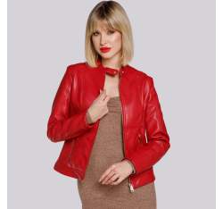 Damska kurtka z ekoskóry ze stójką, czerwony, 94-9P-106-3-XL, Zdjęcie 1