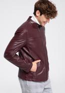Men's leather jacket, burgundy, 96-09-850-N-M, Photo 3
