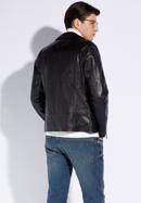 Men's leather biker jacket, ebony, 96-09-851-1-L, Photo 4