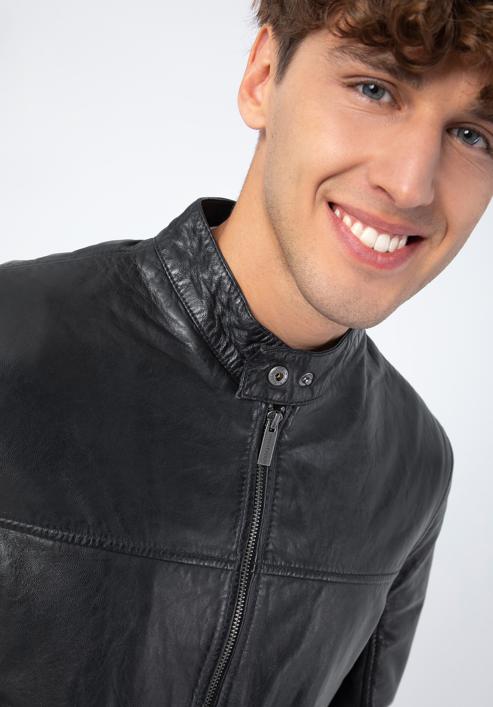 Men's leather jacket, black, 96-09-850-N-L, Photo 5