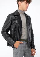Men's leather biker jacket, black, 96-09-851-1-XL, Photo 5