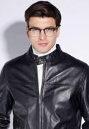 Men's leather jacket, navy blue, 96-09-850-1-L, Photo 6