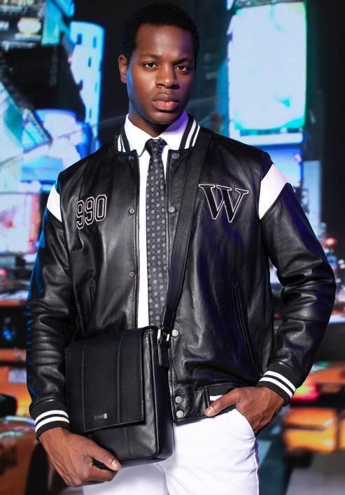 Leather varsity jacket, black-white, 97-09-203-15-S/M, Photo 45