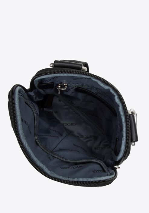 Men's faux leather messenger bag with pockets, black-silver, 98-4P-506-8, Photo 3