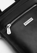 Men's faux leather messenger bag with pockets, black-silver, 98-4P-506-1, Photo 4