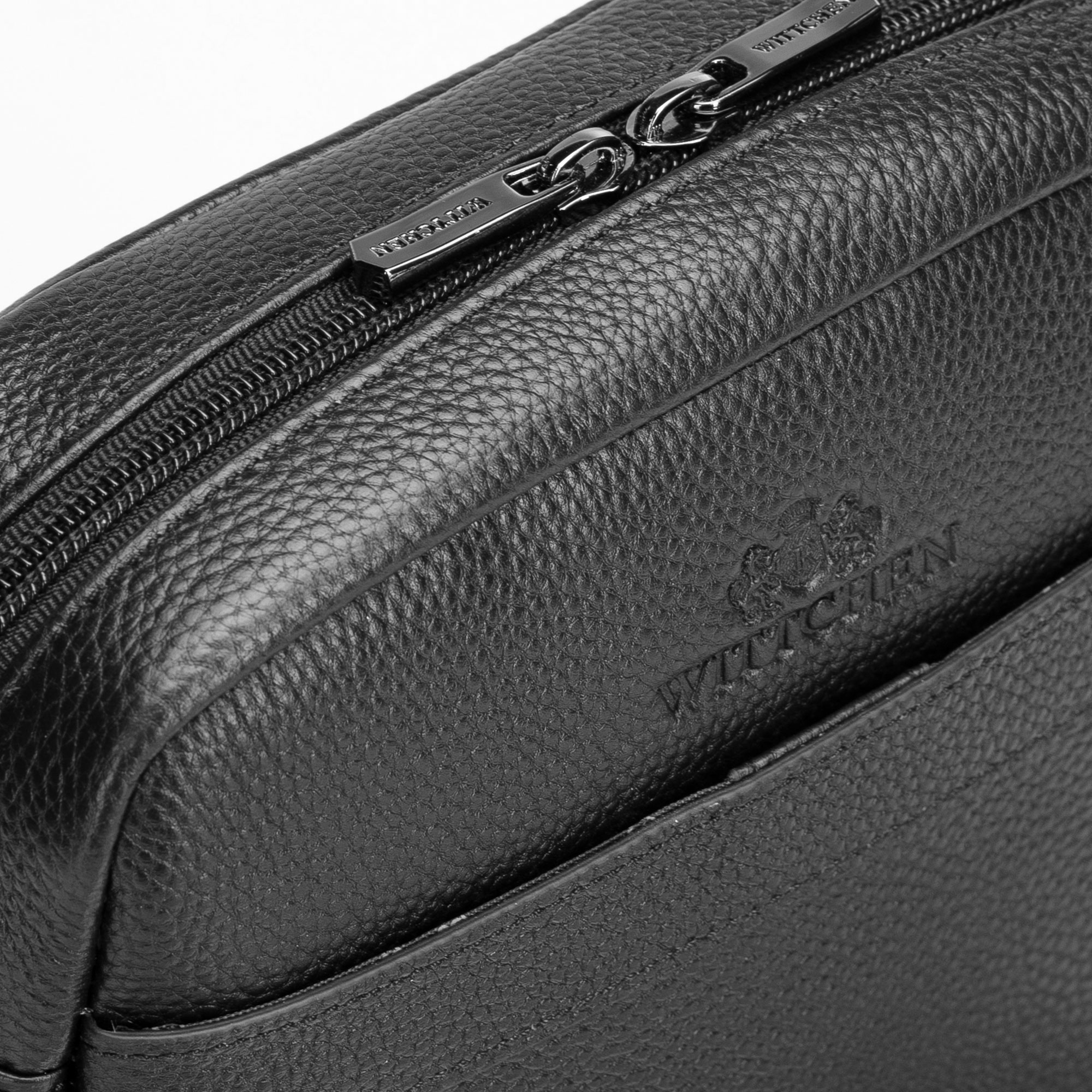 Pánska kožená crossbody taška so zrnitou textúrou čierna 29-4U-307-1, Vyberte variant čierna