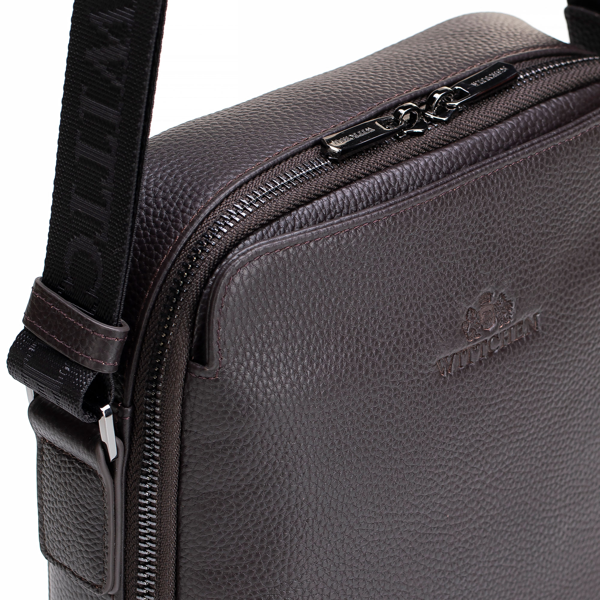 Pánska kožená crossbody taška so zrnitou textúrou hnedá 29-4U-309-4, Vyberte variant hnedá