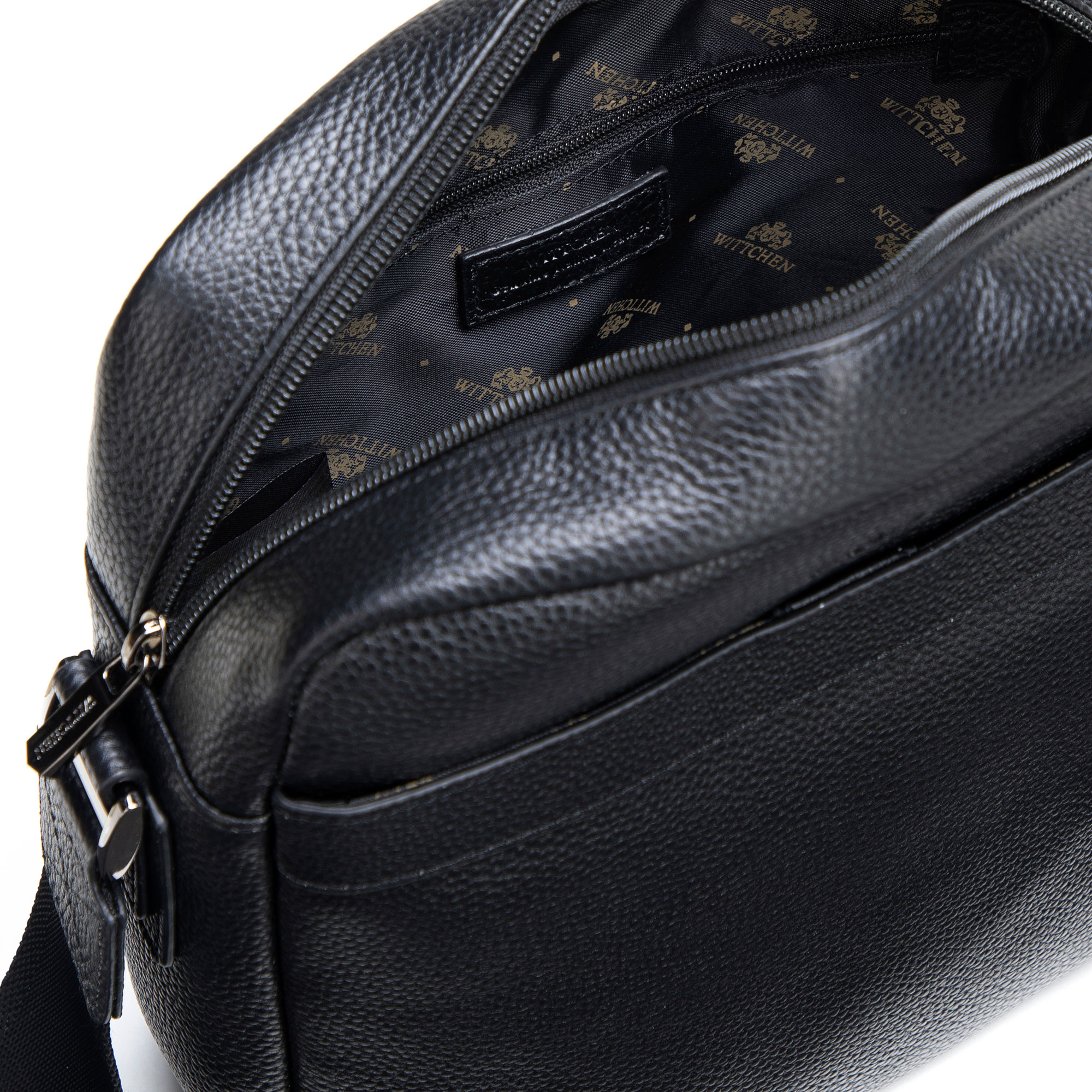 Pánska kožená crossbody taška so zrnitou textúrou čierna 29-4U-306-1, Vyberte variant čierna