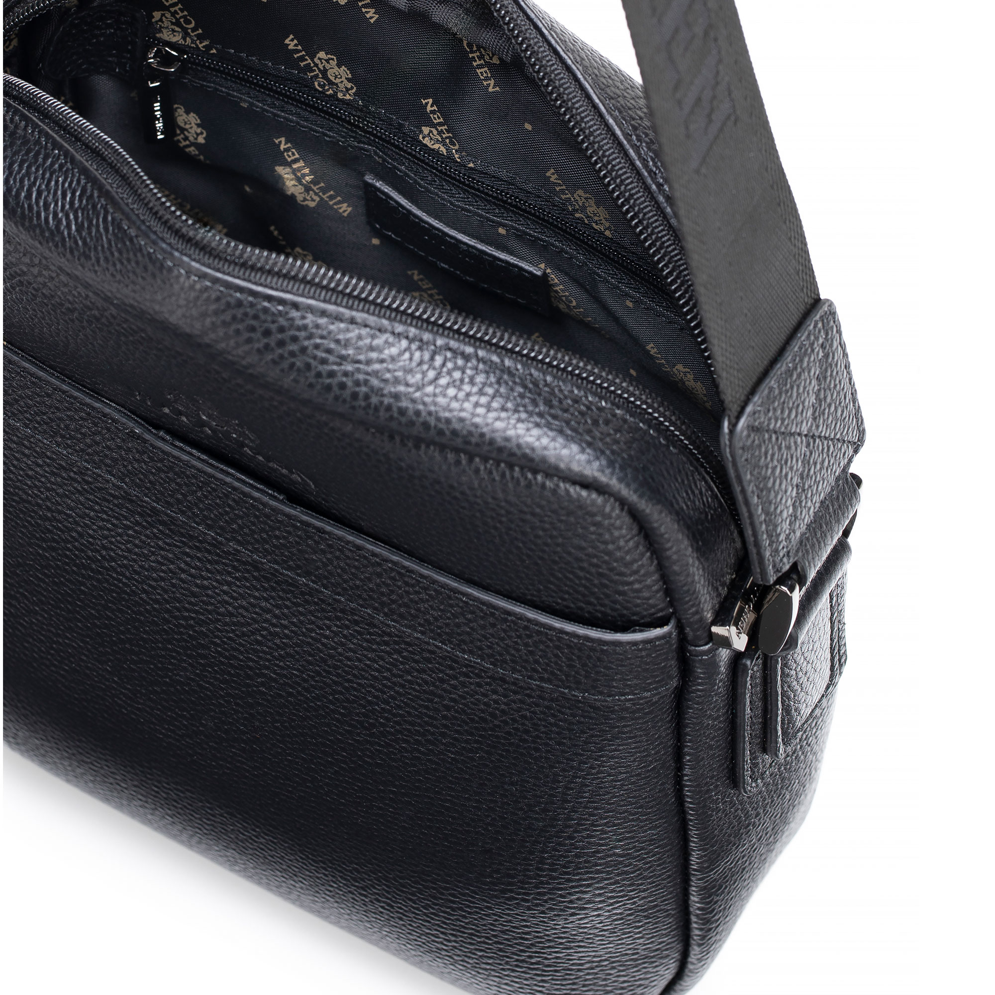 Pánska kožená crossbody taška so zrnitou textúrou čierna 29-4U-307-1, Vyberte variant čierna