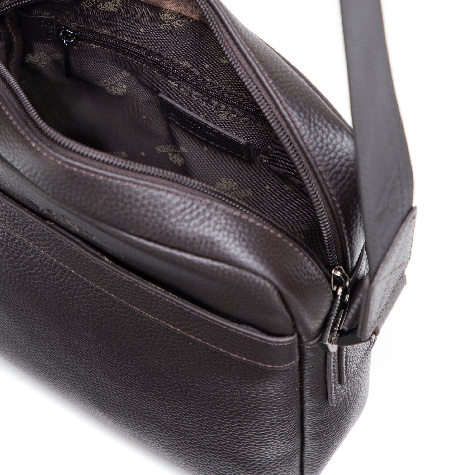Pánska kožená crossbody taška so zrnitou textúrou hnedá 29-4U-307-4, Vyberte variant hnedá