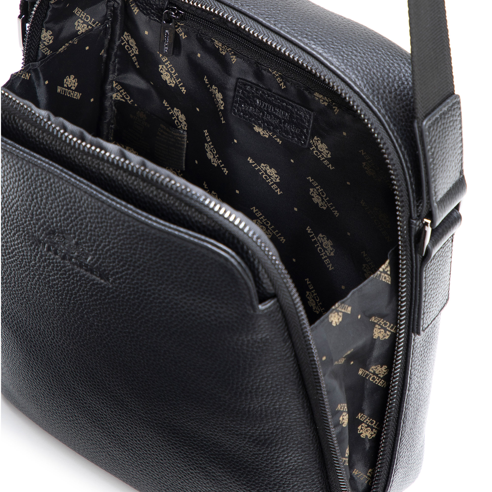 Pánska kožená crossbody taška so zrnitou textúrou čierna 29-4U-309-1, Vyberte variant čierna