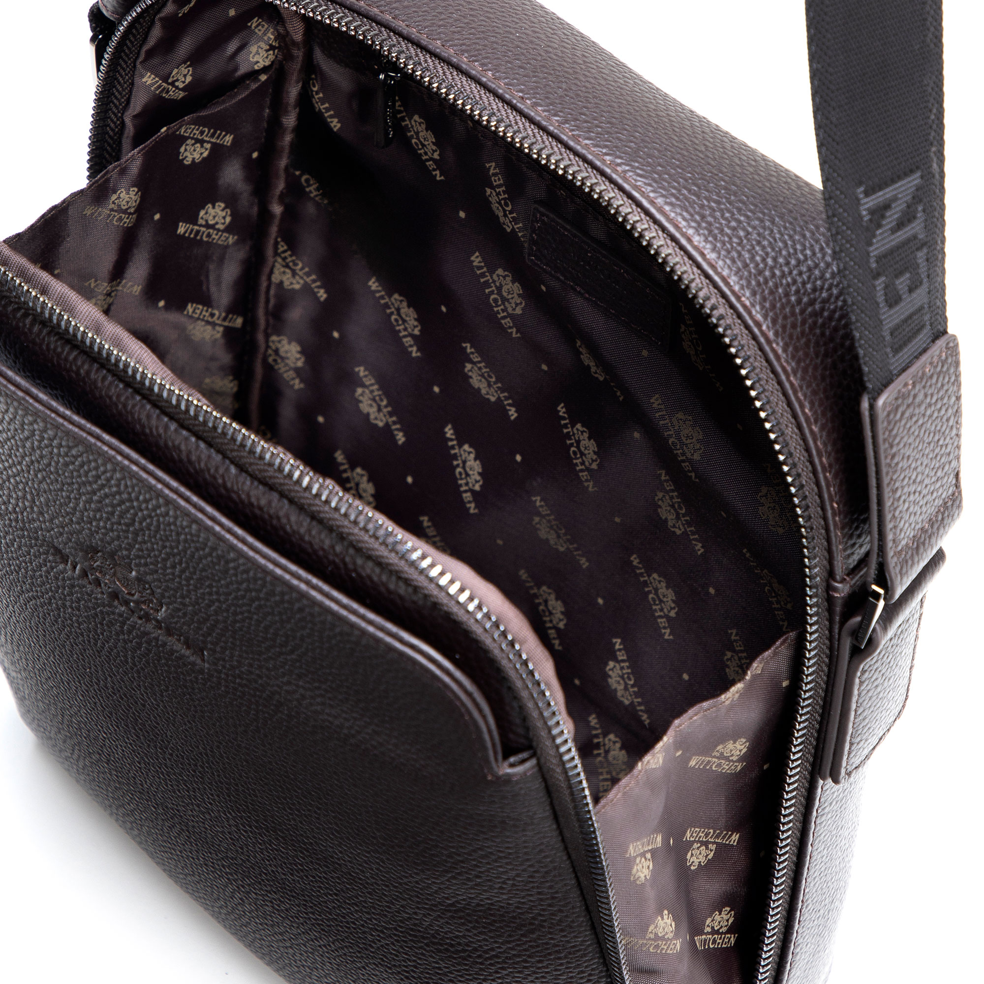 Pánska kožená crossbody taška so zrnitou textúrou hnedá 29-4U-309-4, Vyberte variant hnedá
