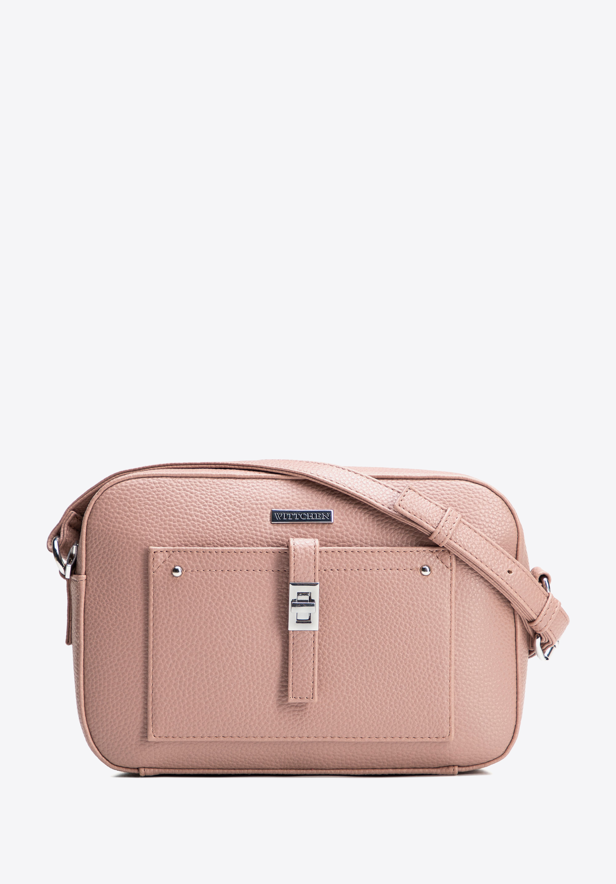 Listonoszka z imitacji skóry z kieszenią na przodzie, różowy, 29-4Y-001-B55, Zdjęcie 1