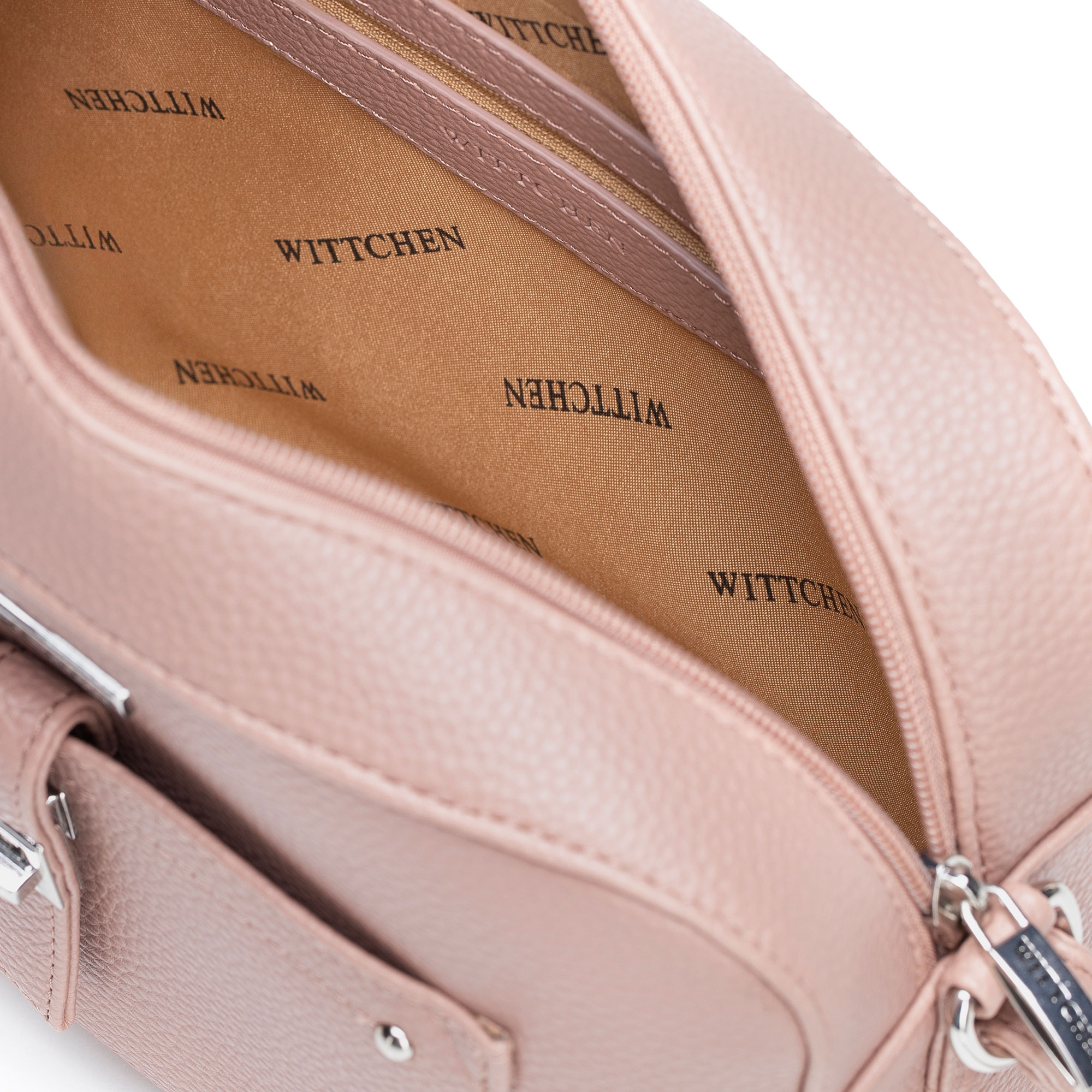 Ružová crossbody kabelka z imitácie kože s prešívaním a ozdobnými cvokmi 29-4Y-001-B55, Vyberte variant ružová