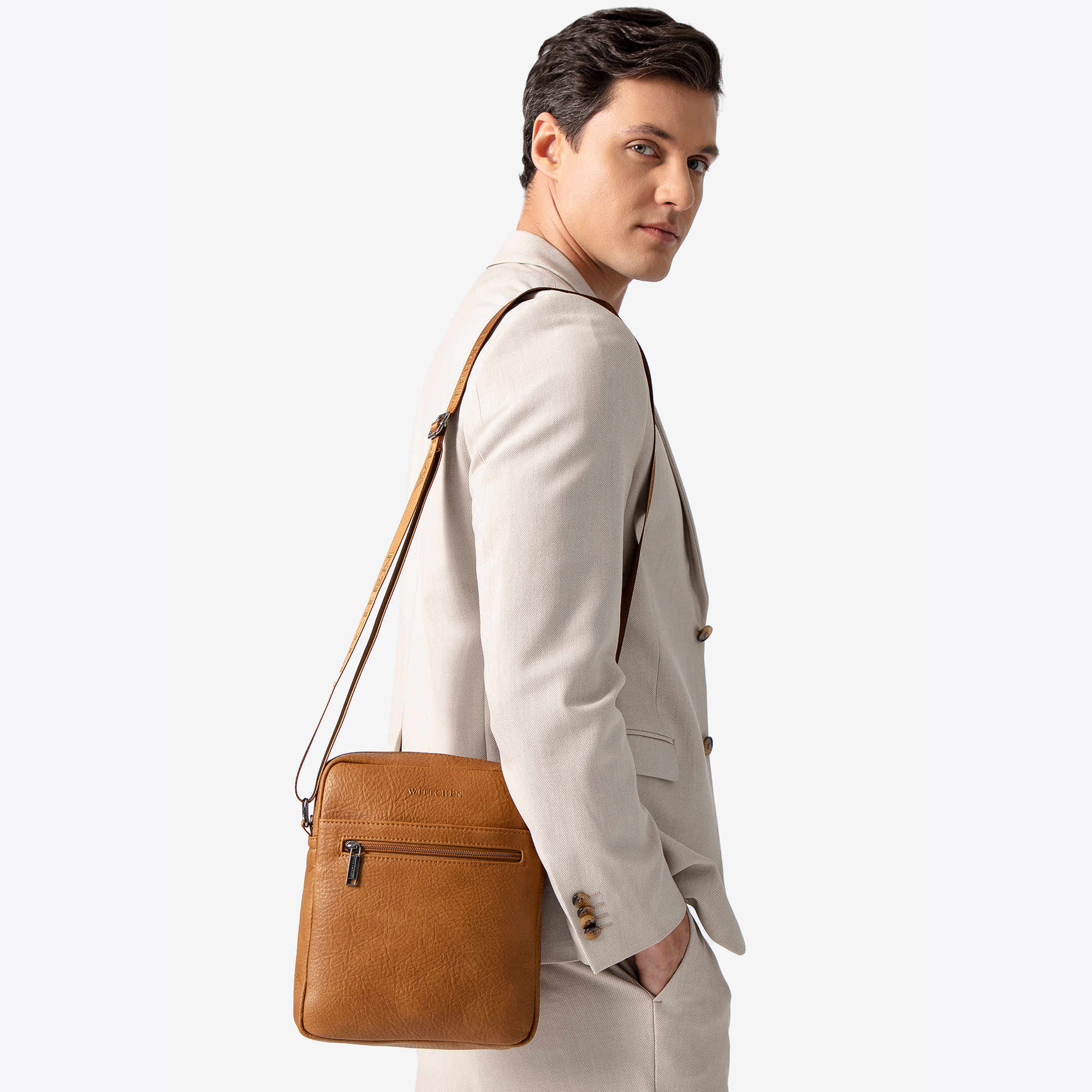 Pánska polyesterová crossbody taška hnedá 100-4P-914-5, Vyberte variant hnedá