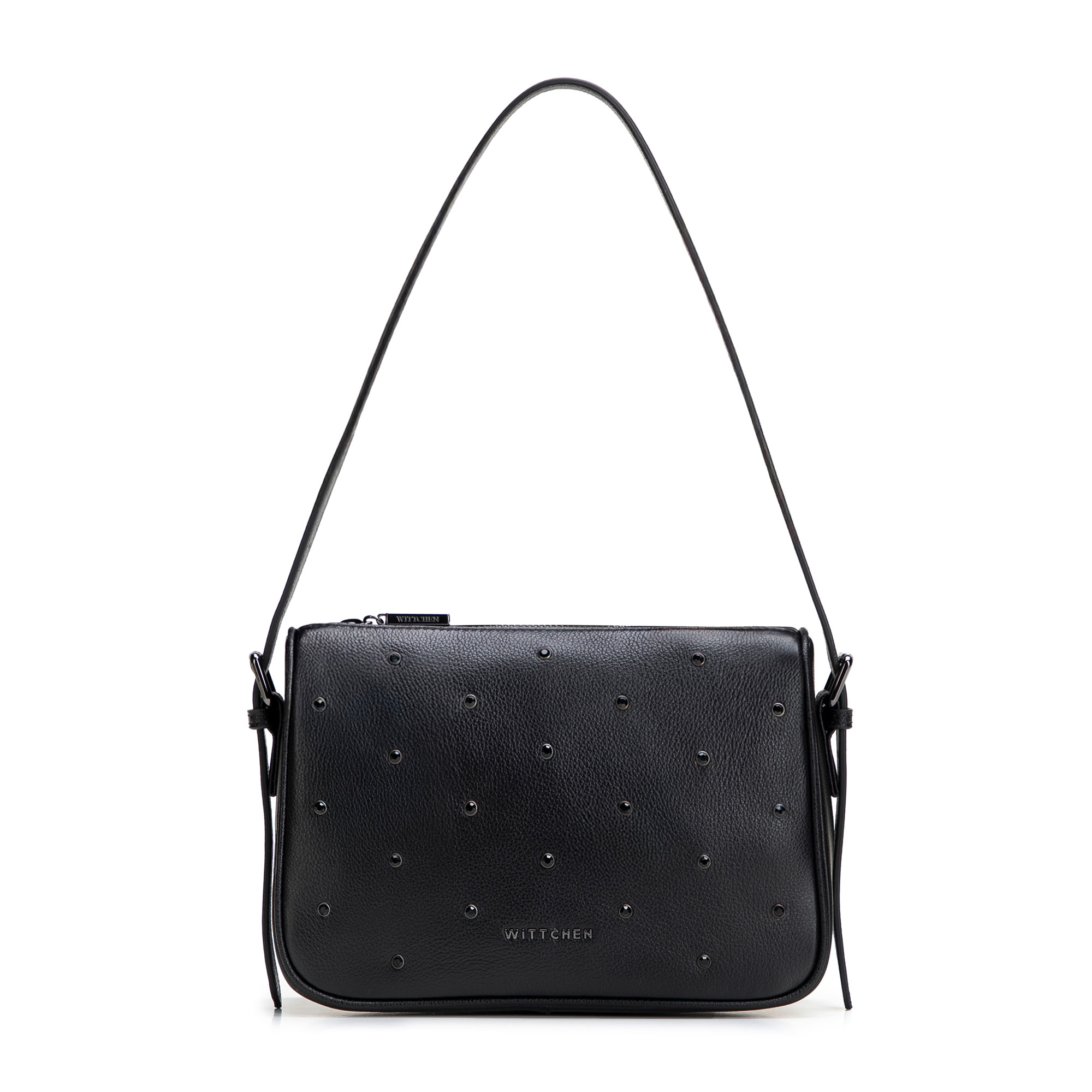 Čierna crossbody kabelka z prírodnej kože s ozdobnými zirkónmi 102-4E-619-1, Vyberte variant čierna