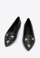 Leather loafers with beaded gold insects, black-gold, 95-D-505-1S-38, Photo 2