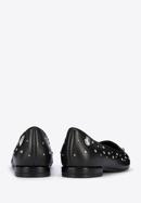 Leather loafers with beaded gold insects, black-silver, 95-D-505-1S-35, Photo 4
