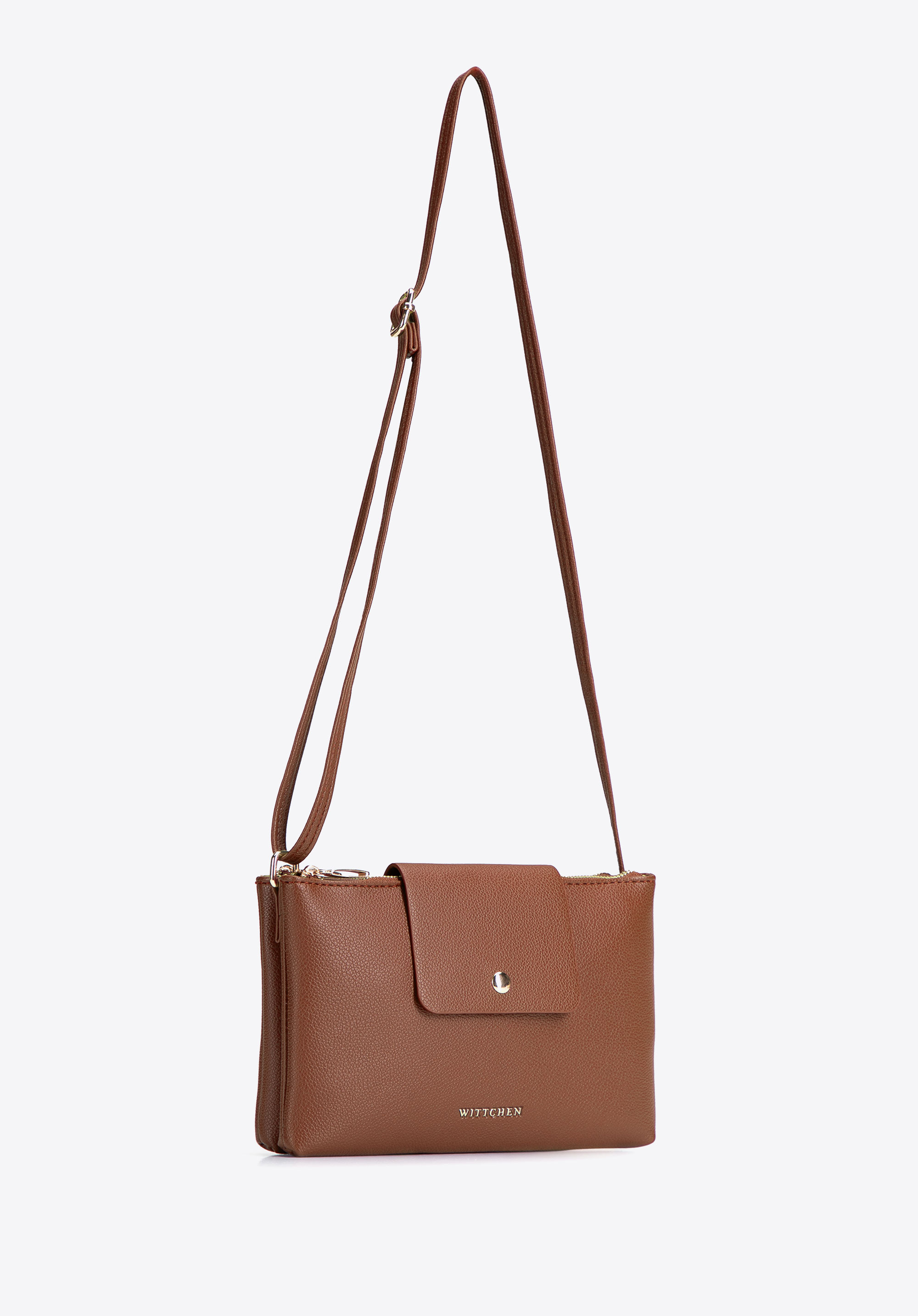Small women's crossbody bag with two compartments, light brown, 104-4Y-506-5, Photo 1