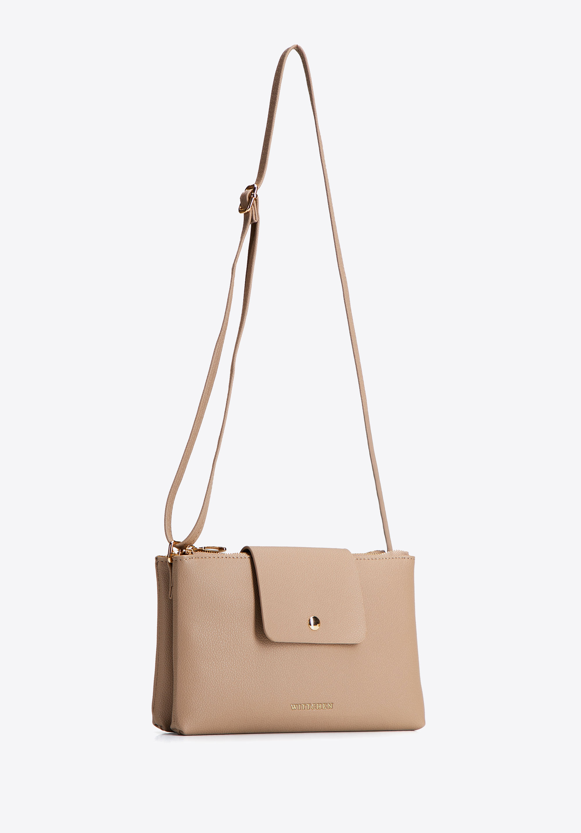 Small women's crossbody bag with two compartments, beige, 104-4Y-506-9, Photo 1