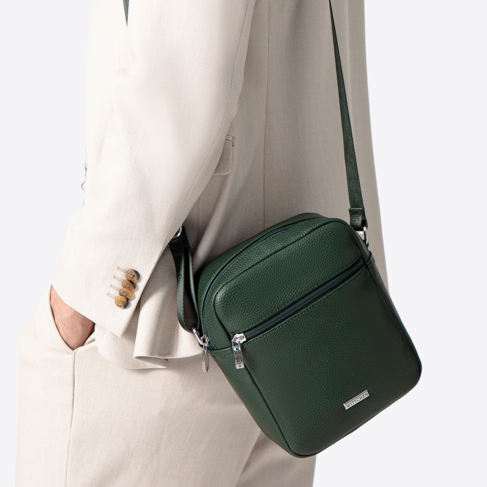 Malá pánska crossbody taška z ekologickej kože zelená 100-4P-012-Z, Vyberte variant zelená