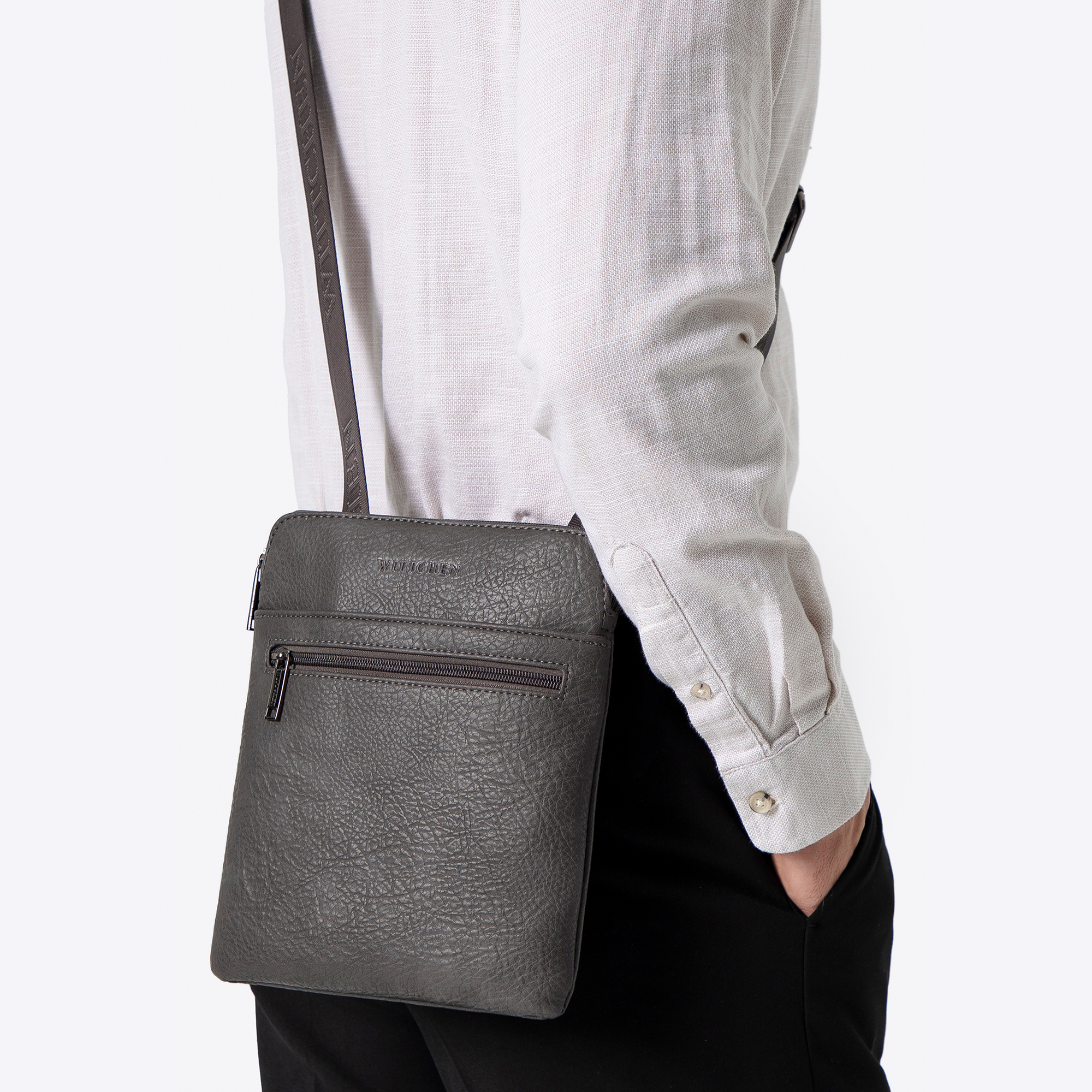 Malá pánska crossbody taška z ekologickej kože sivá 100-4P-912-8, Vyberte variant šedá