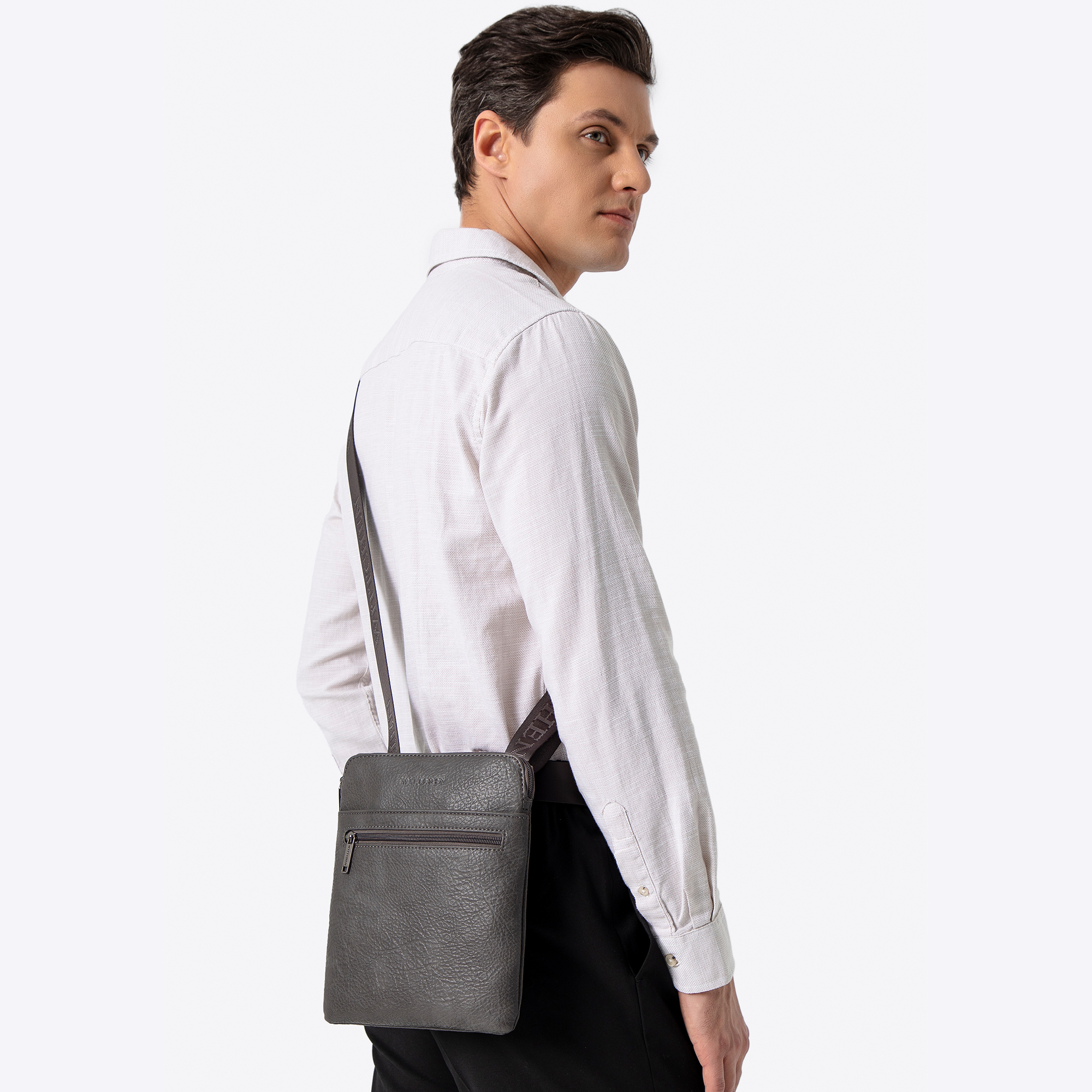 Malá pánska crossbody taška z ekologickej kože sivá 100-4P-912-8, Vyberte variant šedá