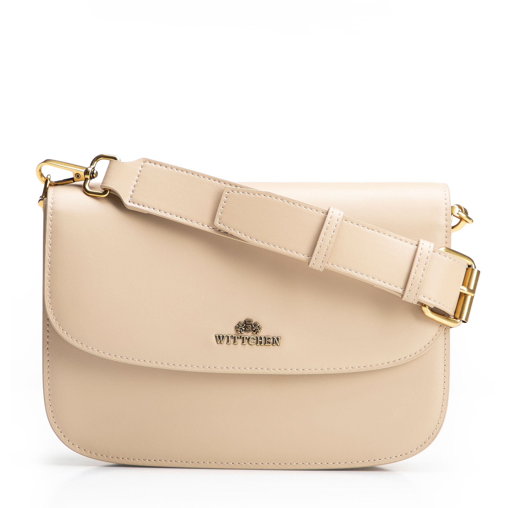 Malá listová kabelka z prírodnej kože béžová 100-4E-215-9