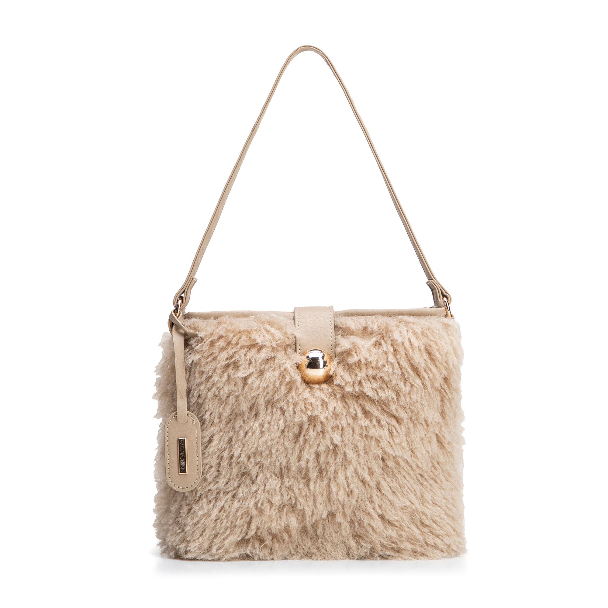 Dámska kabelka s kožušinovým efektom a štýlovými detailmi