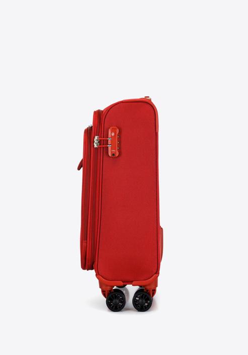 Mała walizka miękka jednokolorowa, czerwony, 56-3S-651-3, Zdjęcie 2
