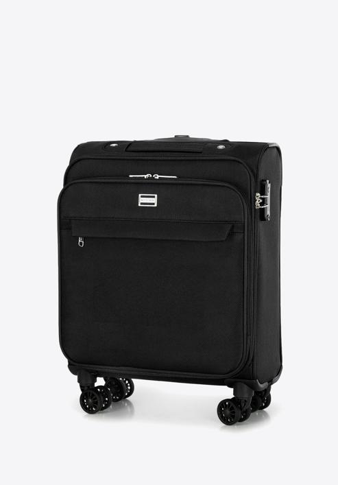 Mała walizka miękka jednokolorowa, czarny, 56-3S-651-1, Zdjęcie 4