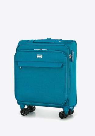 Mała walizka miękka jednokolorowa, turkusowy, 56-3S-651-9, Zdjęcie 1