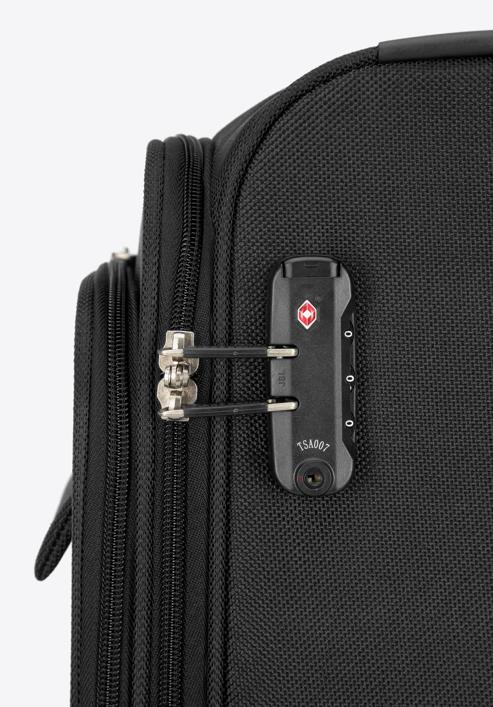 Mała walizka miękka jednokolorowa, czarny, 56-3S-651-1, Zdjęcie 7