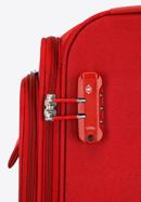 Mała walizka miękka jednokolorowa, czerwony, 56-3S-651-1, Zdjęcie 7