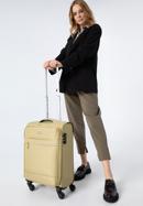Mała walizka miękka z błyszczącym suwakiem z przodu, beżowy, 56-3S-851-80, Zdjęcie 15