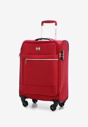 Mała walizka miękka z błyszczącym suwakiem z przodu, czerwony, 56-3S-851-35, Zdjęcie 1