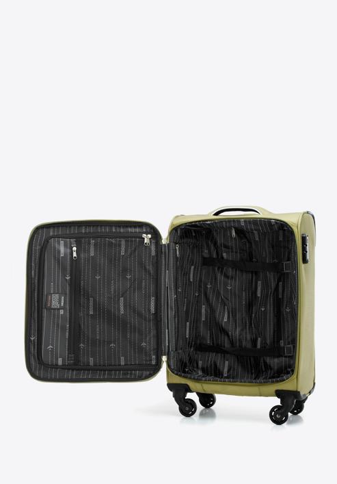 Mała walizka miękka z błyszczącym suwakiem z przodu, zielony, 56-3S-851-35, Zdjęcie 5
