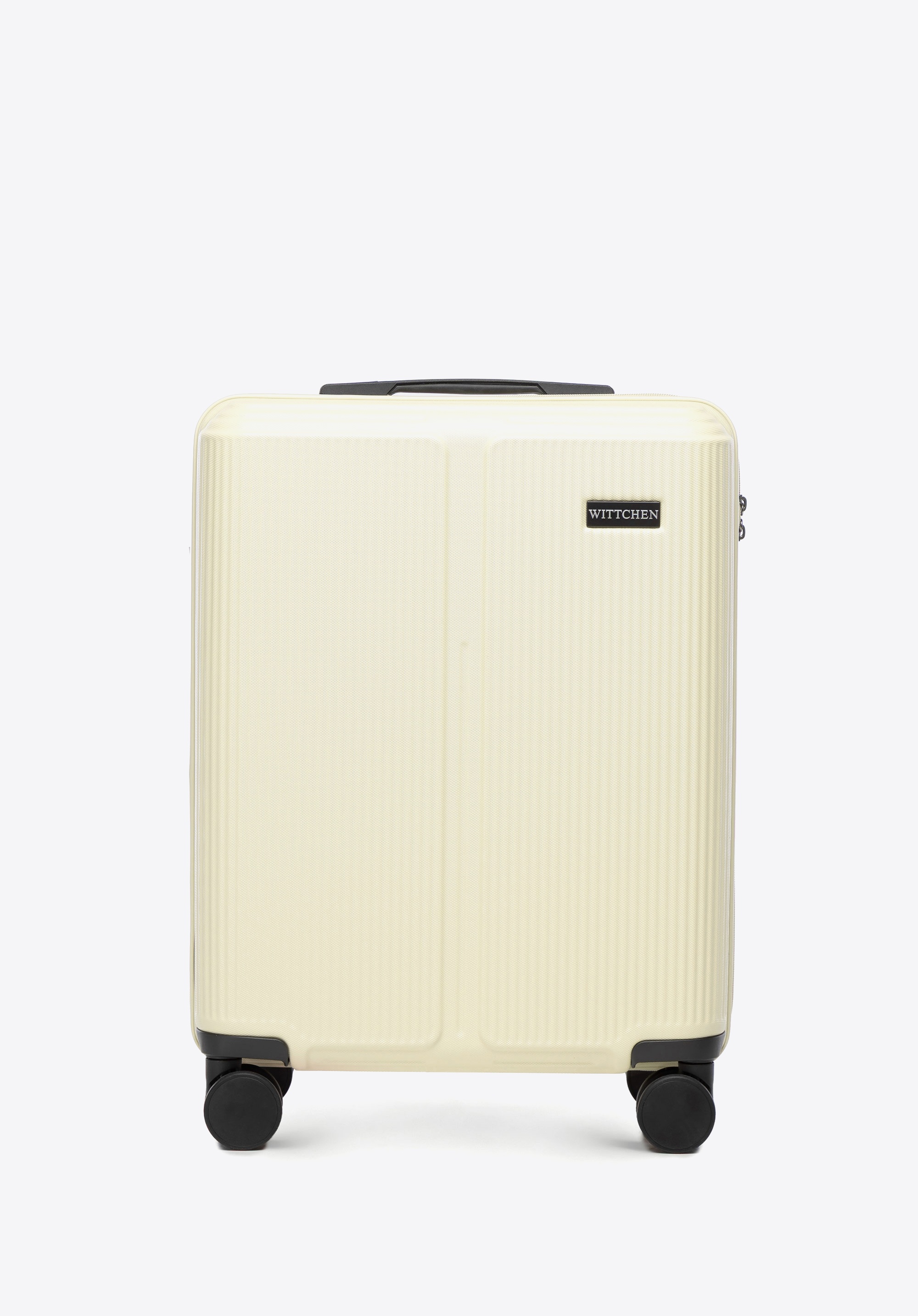 Small striped ABS cabin suitcase, cream, 56-3A-601-89, Photo 1