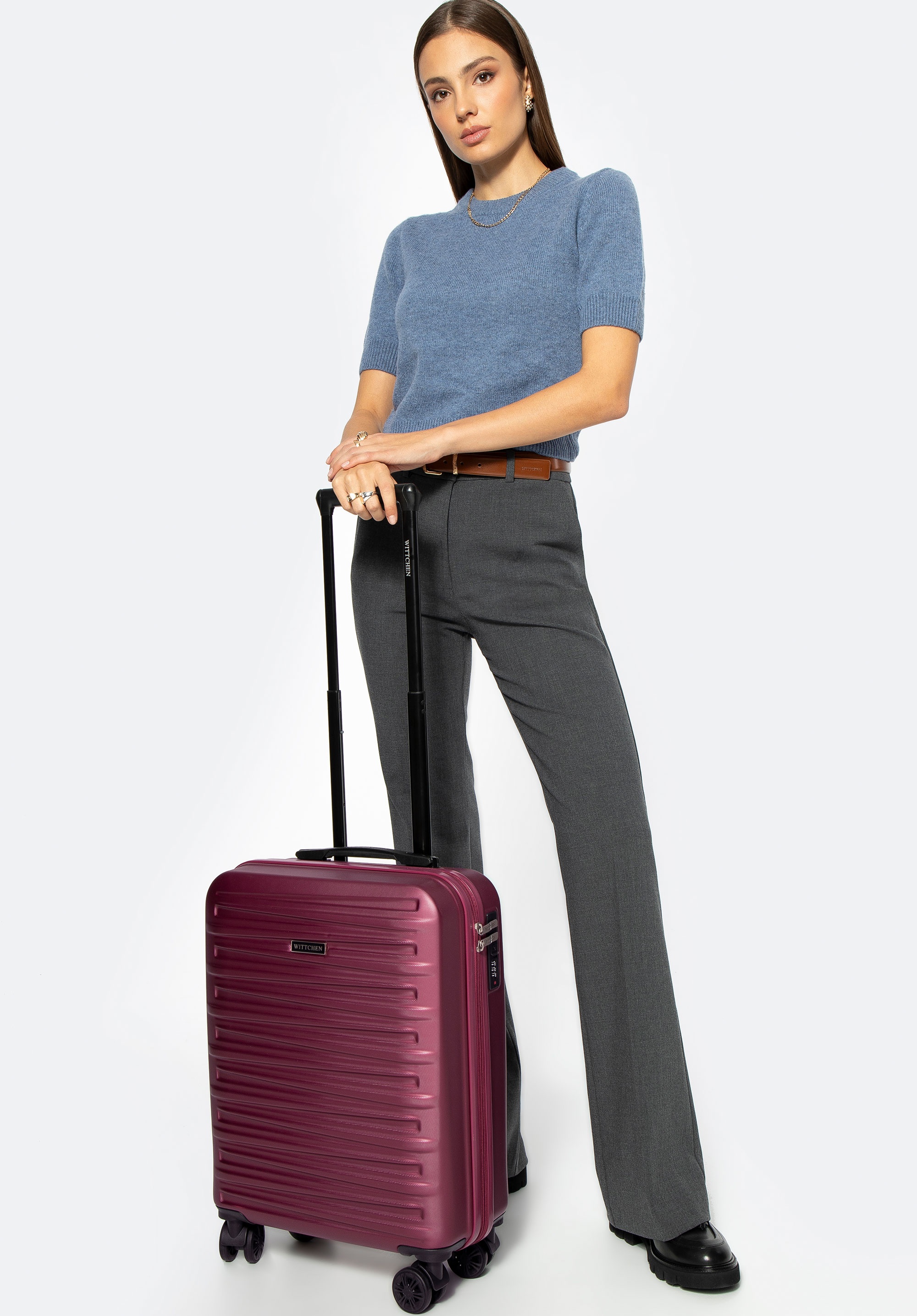 Small ABS suitcase with textured outer, burgundy, 56-3A-001-30, Photo 1