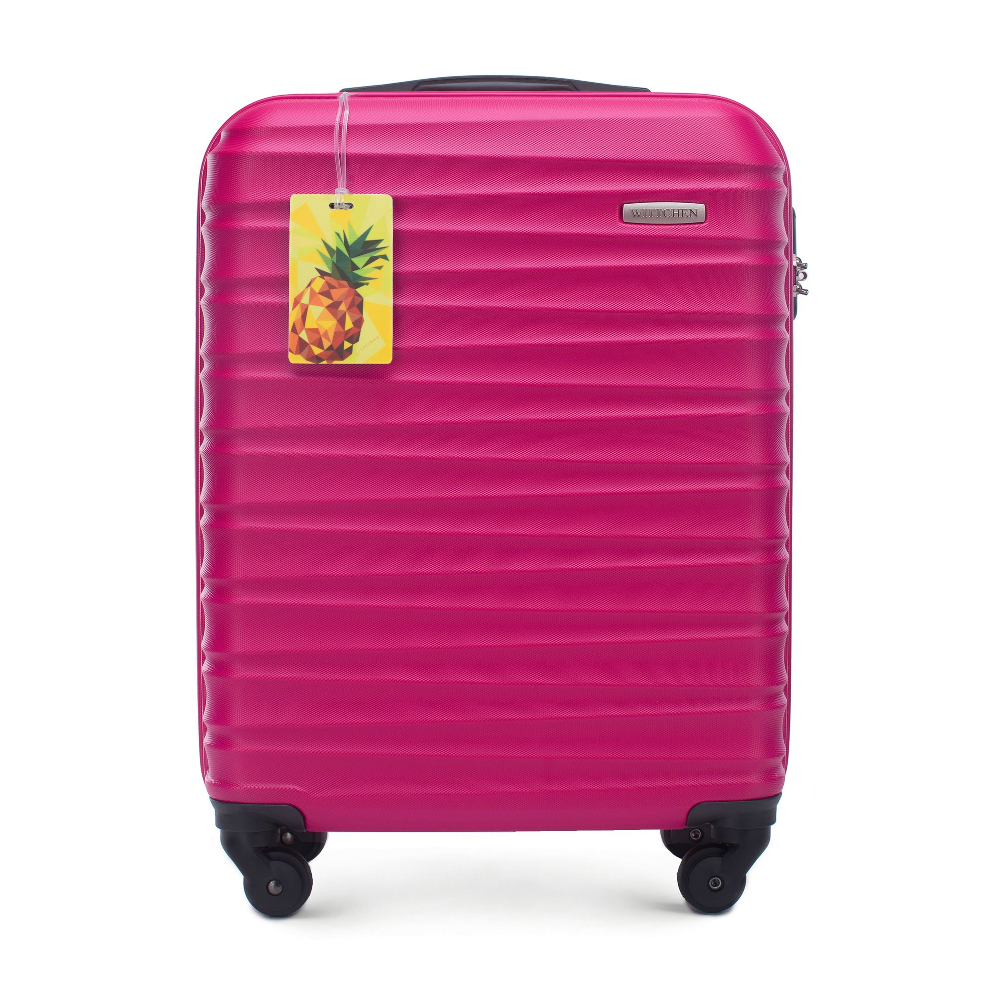 Mała walizka z ABS - u z identyfikatorem różowa