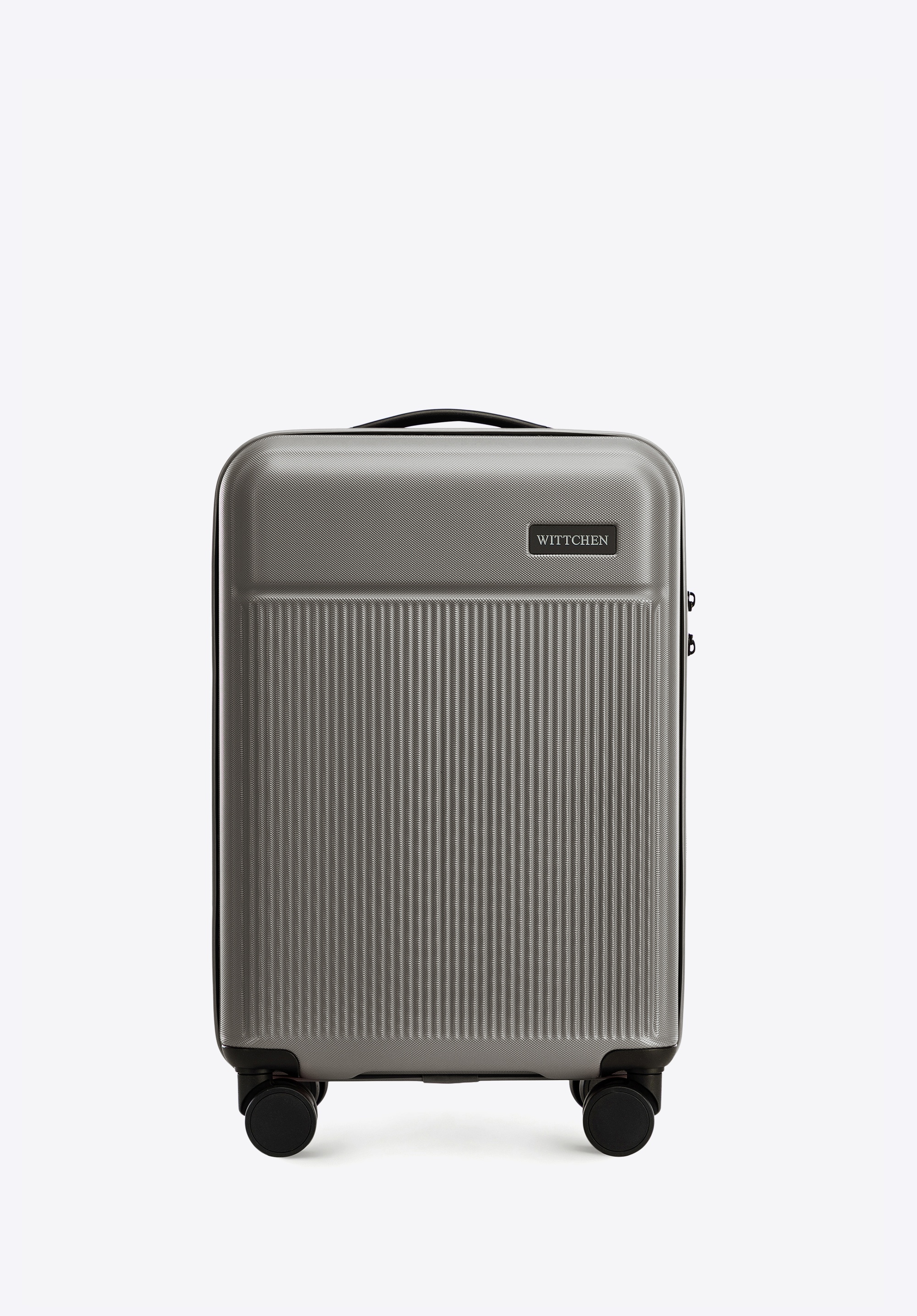 Small ABS suitcase with vertical stripes, grey, 56-3A-800-01, Photo 1