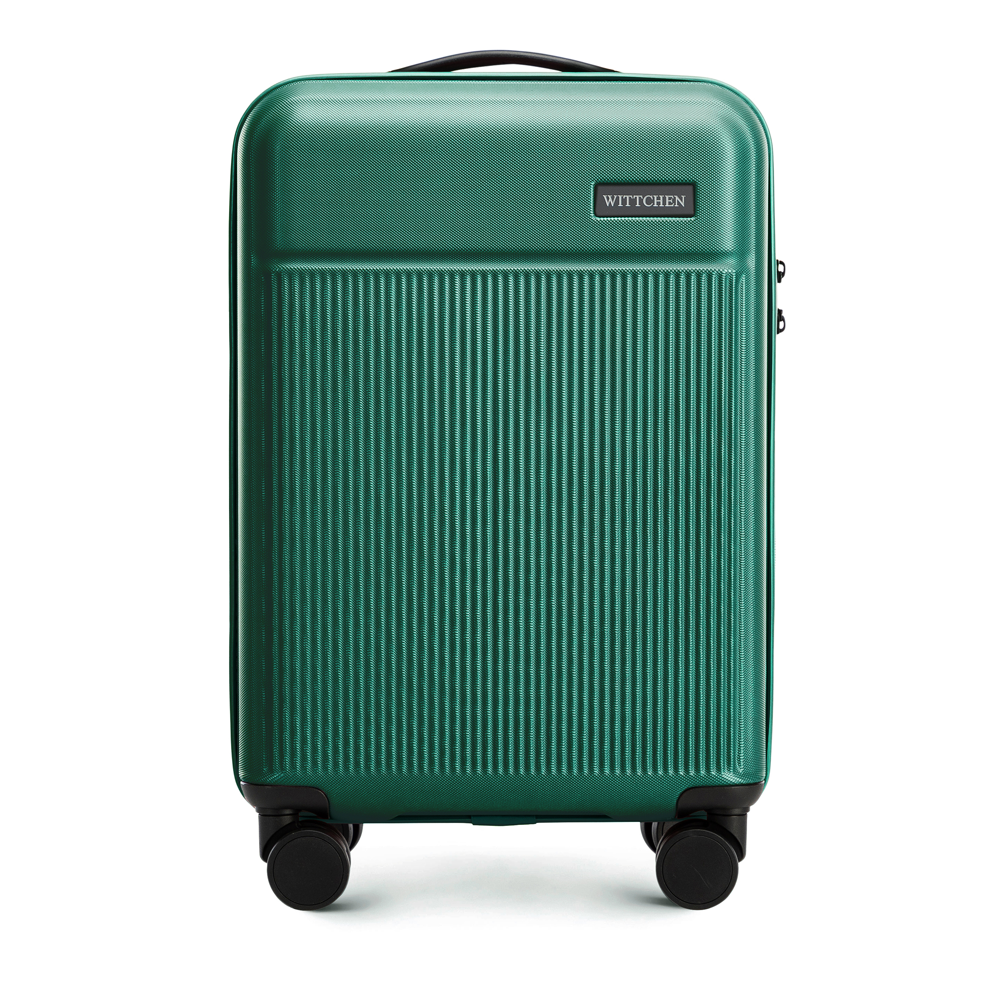 Malý kufor ABS so zvislými pruhmi, zelený 56-3A-800-85