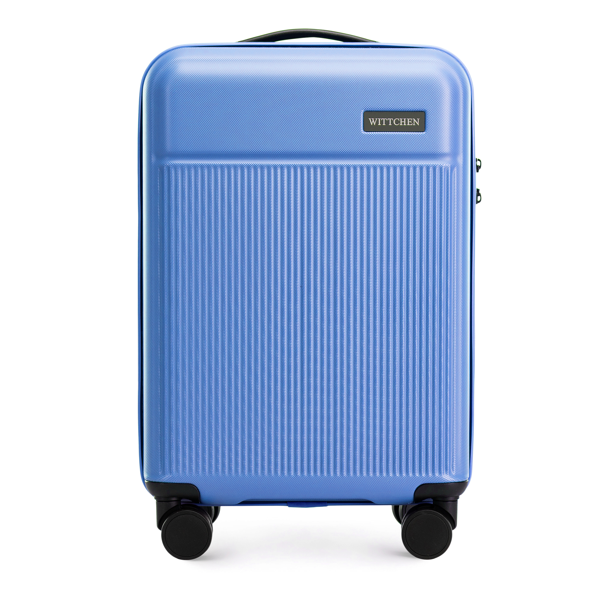 Malý ABS kufor so zvislými pruhmi, modrý 56-3A-800-95