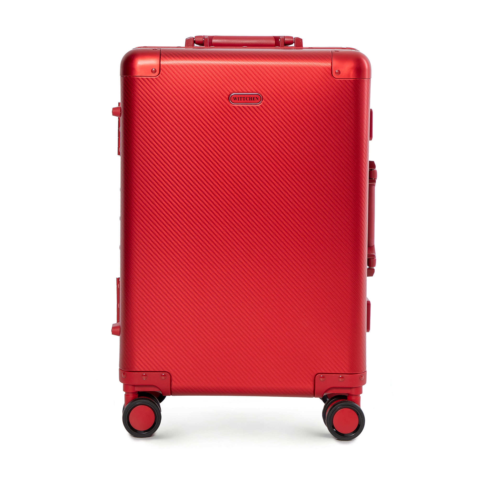Malý hliníkový kufor na kolieskach, červený 56-3H-101-30M