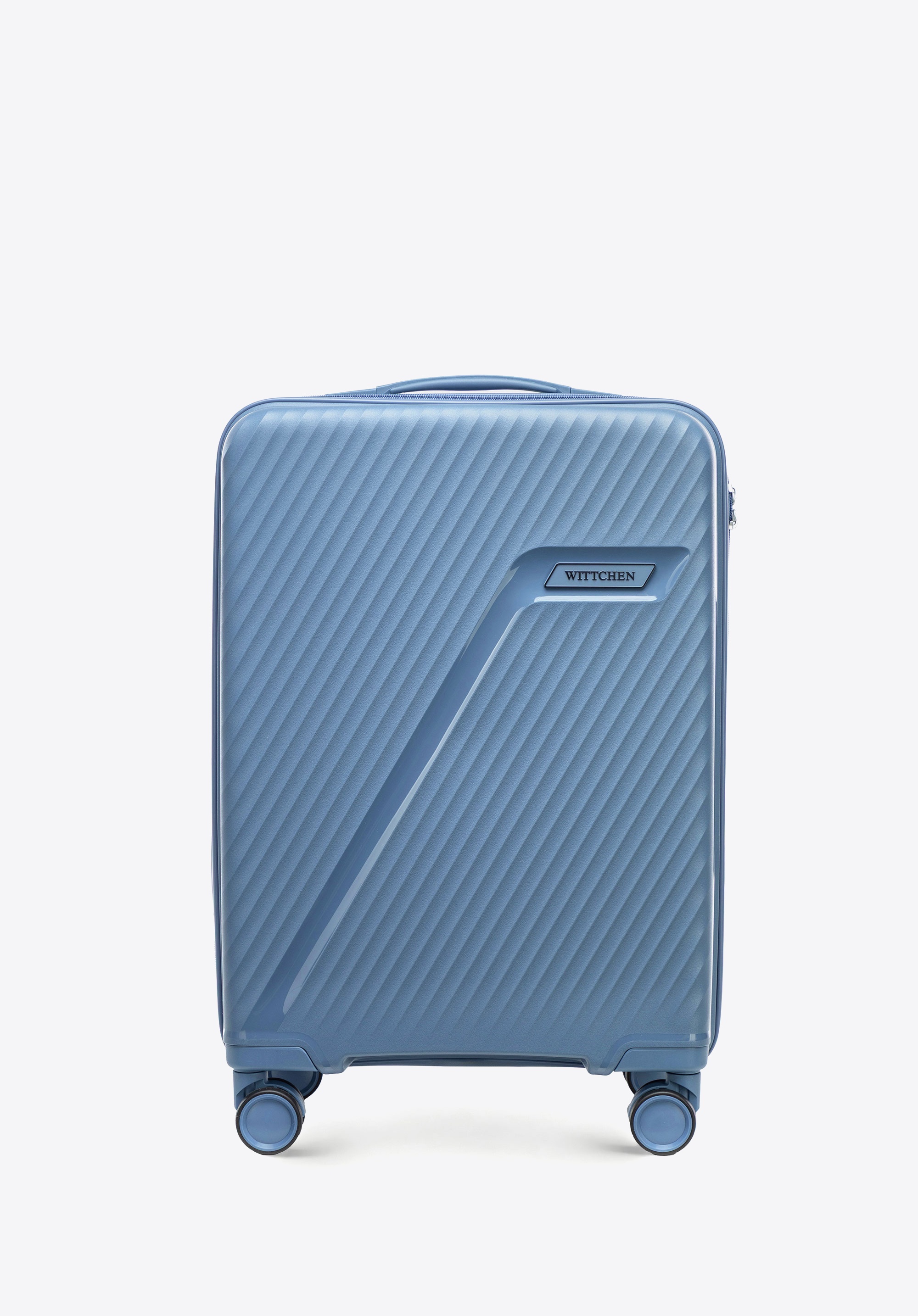 Small polypropylene suitcase with diagonal pattern, blue, 56-3T-501-70, Photo 1