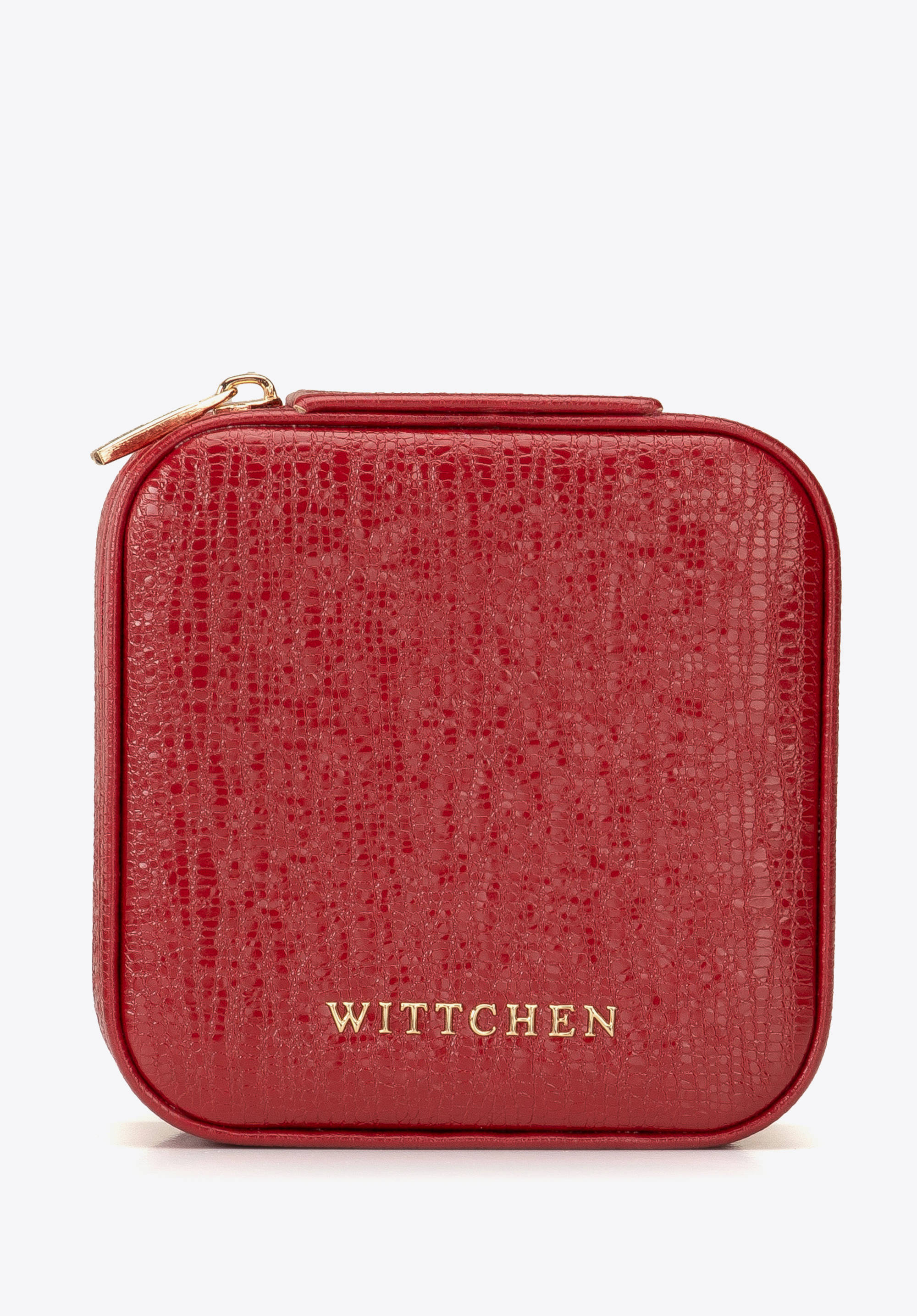 Women's small metallic jewellery case with compartments, red, 104-2Y-504-33, Photo 1