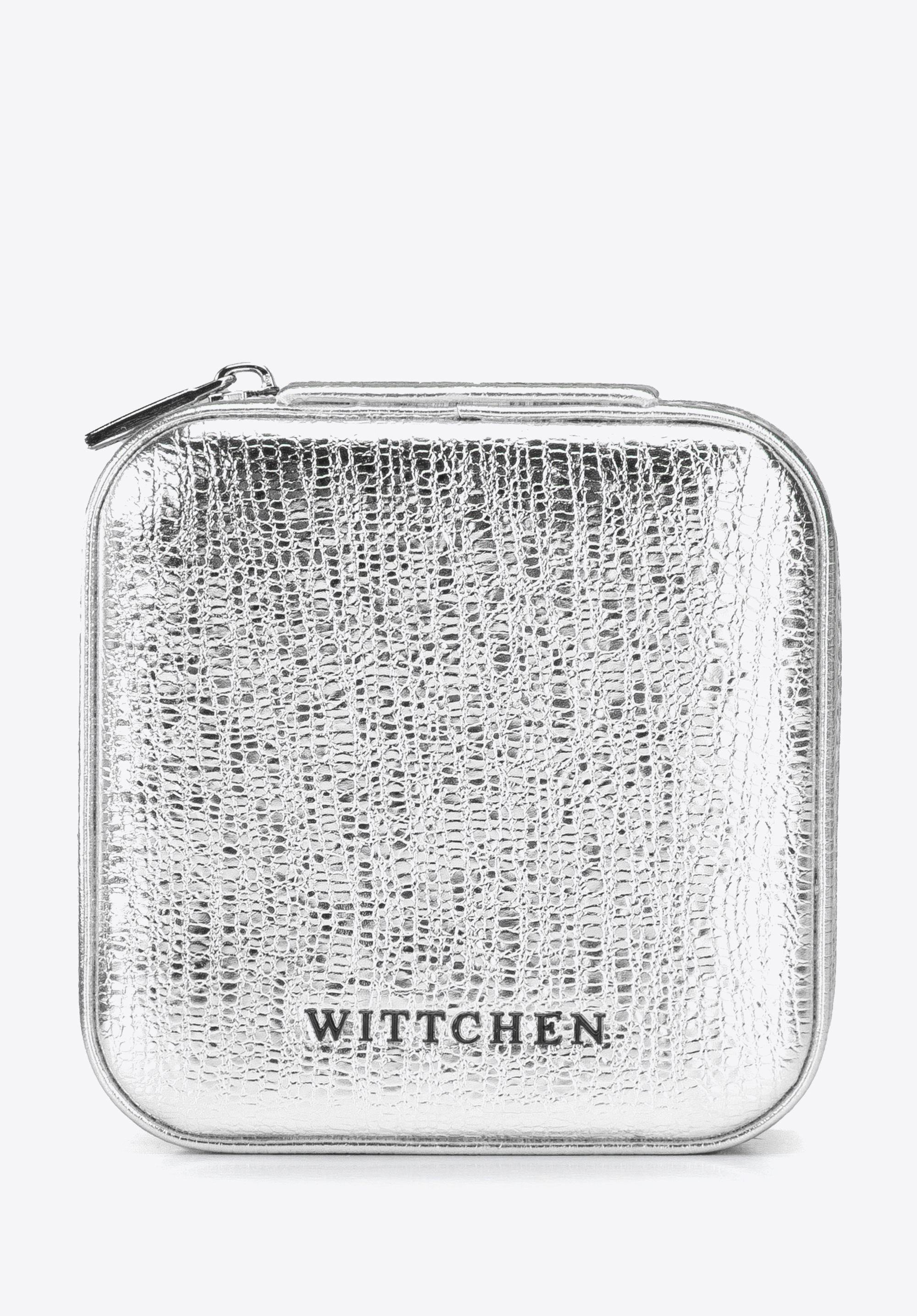 Women's small metallic jewellery case with compartments, silver, 104-2Y-504-SS, Photo 1
