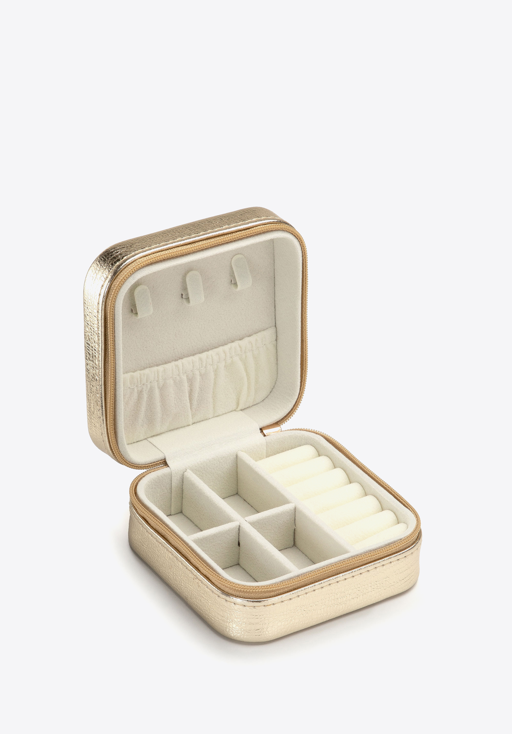 Women's small metallic jewellery case with compartments, gold, 104-2Y-504-GGG, Photo 1