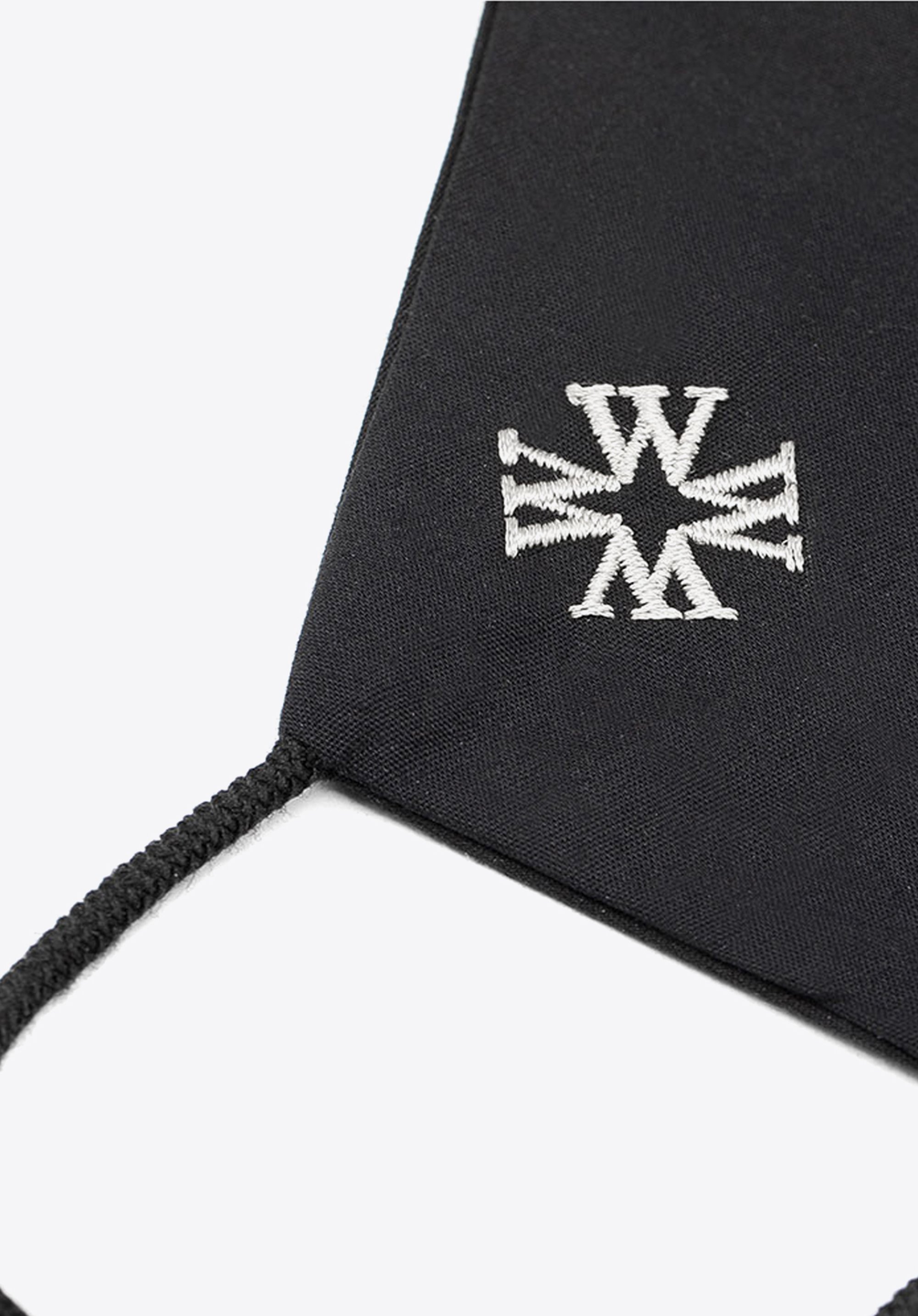 Cotton face cover mask with a white monogram, black, MASECZKA-4L, Photo 1