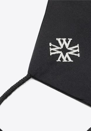 Maseczka bawełniana profilowana z białym monogramem, czarny, MASECZKA-4L, Zdjęcie 1